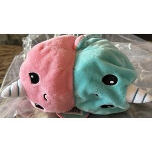 Narwhal Tee Turtle 5 in Plush Reversible‎ Mood Face Happy Sad Stuffed Toy NWT
